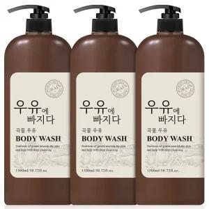 우유에빠지다 곡물 우유 바디워시 1500ml 3개 대용량 향기좋은 바디클렌저