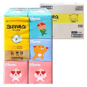 크리넥스 디럭스 미니 카카오 230매 6각 x6개(1박스) /각티슈