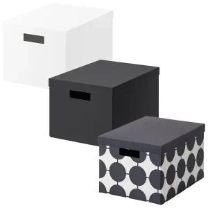 이케아 TJENA 셰나 수납상자+뚜껑 중형 25x35x20cm 수납함 보관함 서류정리함