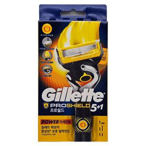 질레트 퓨전 프로쉴드 옐로우 파워 면도기 1up *
