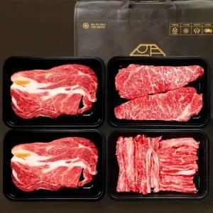 1++등급 프리미엄 등심 S 1.1kg 한우선물세트 (투뿔 등심+채끝살+갈비살) 선물용 마장동 소고기 구이용 정육 설날 추석 명절 명품 한우세트 부모님 기념일 생신 감사선물 추천