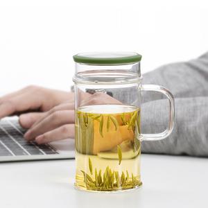 사마 유리컵 내열유리 스텐뚜껑 티머그 380ml LC003B