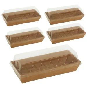 직사각 테이크아웃 도시락 5개/일회용/용기/종이/샐러드/통/소풍/1회용/김밥/휴대용/런치/박스/LUNCH/포장