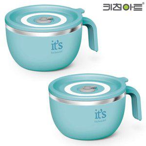 키친아트 스텐 손잡이 라면기 2P (블루) 컵라면용기 라면그릇