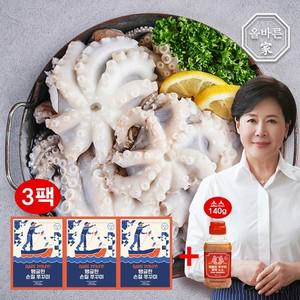 박정수 자연산 손질 통 쭈꾸미 600g x 3팩(60미) + 매콤볶먹소스 1개