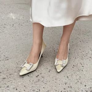 SOVO 레일리 스퀘어비즈 스틸레토힐 8cm