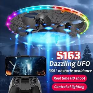 미니드론 입문자용 새로운 S163 RC 드론 4K 전문 HD 카메라 폼 UFO 장애물 회피 항공기 고도 홀드 라이트