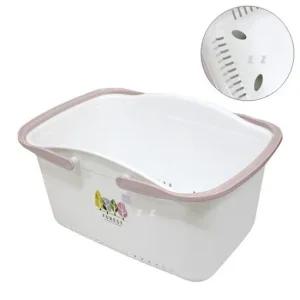 손잡이 목욕바구니-대 약22x33.5xH17.5cm) 물빠짐 욕실바구니 샴푸바구니 샤워용품정리