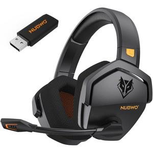 [미국배송] PS5 PS4 PC용 마이크가 NUBWO 오디오 무선 - 100시간 헤드셋 저지연 드라이버(블랙-오렌지) 재생 50MM G06 23MS 게이밍 있는 시간 듀얼