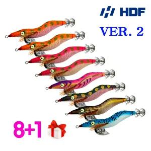 해동 캐스팅 오동목에기 25신컬러 버전2 3.0호 베이직 쉘로우 8+1 무늬오징어 에기