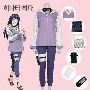 나루토 질풍전 휴우가 히나타 코스프레 상의 및 하의 포함 풀세트 코스튬 의상