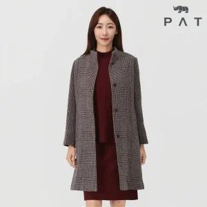 [PAT 여성] 울혼방 하이넥 체크 코트_1I81105