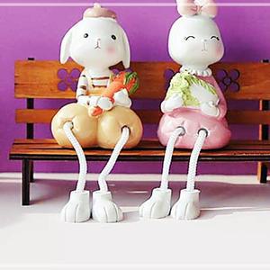 앉은 배추 당근 토끼 2P세트 토끼인형 미니어처 장식인형 데코소품 토끼소품
