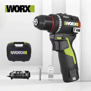 WORX WU135 무선 전기 드릴 12V 50Nm 1800rpm 브러시리스 전동 전기 스크루 드라이버 임팩트 드릴 금속 가