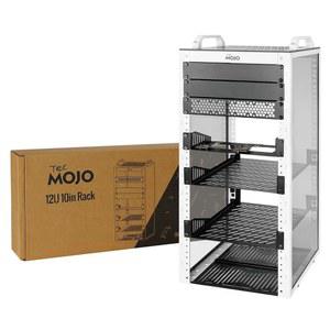 Tecmojo 12U 네트워크 랙, 측면 반투명 패널 2개와 상단 손잡이 2개가 있는 10인치 미니 서버 깊이 10.23인치, IT 장비 및 A/V 장치, 흰색
