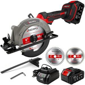 6인치 무선 미니 원형 톱, 21V 소형 4.0Ah 배터리, 5800RPM, 맥스 컷 2-1/6인치(90 ), 1-1/4인치(45 ), 40T 및 60T 블레이드 포함, 고속 충전기(1시간), 목재, 알루미늄 플라스틱에 적용 가능