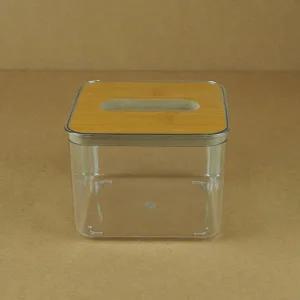 플라스틱 투명 휴지함 우드 냅킨 케이스 테이블 식당 업소용 디스펜서 115x84mm