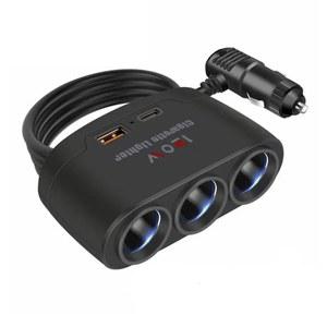 듀얼 USB 소켓 자동차 충전기 어댑터 자동차 시거잭 스플리터 자동차 DVR 대시캠용 고속 충전기 12V 24V PD QC3 0 120W