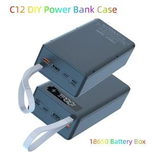 C12 18650 배터리 보조베터리 케이스 충전기 박스 홀더 듀얼 USB LCD 디스플레이 지원  무선 쉘 보관