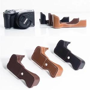 캐논 카메라용 PU 가죽 하프 바디 케이스 EOS R5 R6 RP R R8 6D2 5D3 5D4 80D 90D 70D 60D G7X2