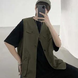 [콩심팥심]대학생 스타일 새내기룩 아메카지 남자옷 조끼 20대
