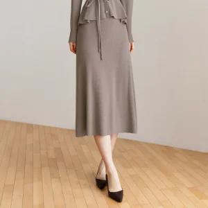 [시크라인] (~XXL까지) 카엘로 밴딩 플레어 니트 스커트 가을 꾸안꾸 데일리 일상 캐쥬얼 출근룩 베이직 빅사이즈