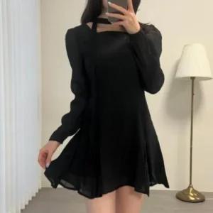 여성 미니 원피스 쉬폰 가을 하객 스퀘어넥 봄