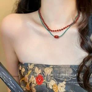 [지앤지]AMI 원석목걸이 심플한 비즈목걸이 여름 악세사리 레이어드 원석 목걸이 연예인 팔찌 원석초커