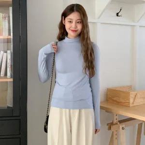 [신세계라이브쇼핑][옷자락] 여성 데일리 레이온 스판 긴팔 폴라 티