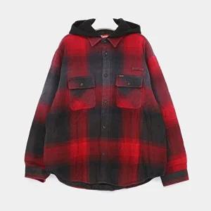 [슈프림]슈프림 스몰 패치로고 퀼티드 라인드 후드 플란넬 남성 셔츠 SS25S14 RED PLAID