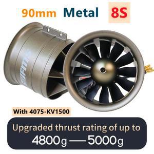 FMS 90mm 덕트 팬 제트 EDF 금속 12 블레이드 4075 KV1500 모터 엔진 전원 시스템 8S RC 비행기 모델 자동