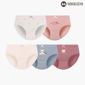 [스페클로]러브베어 무형광 순면 여아삼각팬티 아동삼각속옷 5종세트