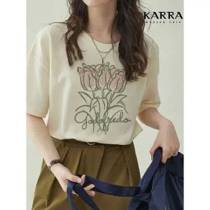 [하프클럽/]KARRA (88까지)튤립부케티셔츠_A4M1219