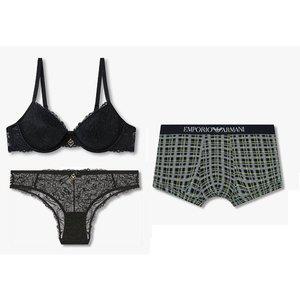 [EMPORIO ARMANI](강남점)여성 레이스 푸쉬업 브라팬티&남성 코튼드로즈 커플속옷세트(0824385510,08243...