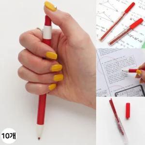 핑크풋 채점펜 리필심 노크식 얇은 빨간펜 빨간 색연필 샤프식 선생님 (2.0mm 10개)