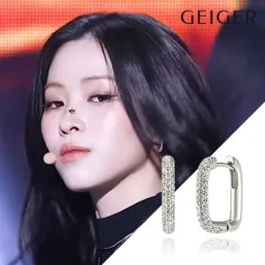 [가이거] 큐빅 스퀘어 원터치 실버 귀걸이 GISVEE110