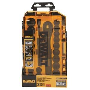 래칫이 장착된 DEWALT 임팩트 소켓 케이스가 23피스 1/2