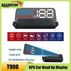 T900 GPS 헤드 업 디스플레이 앞 유리 프로젝터 HUD 디지털 디스플레이 속도 KMH 속도계 시계 나침반 모든
