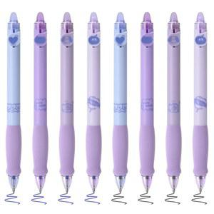 베이 8Pcs 귀여운 리트랙터블 젤 펜 지우개가 있는 파란색 및 검은색 잉크 투명하고 부드러운 필기감으로 마킹 플래너 크로스워드 퍼즐 보라색 을 메모할 때 편안하게 사용