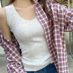 [오노마] ONM F007552_슬림핏 골지스판 망고나시 민소매나시티 크롭