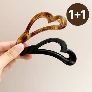  하트 집게핀 2개 세트 여성 헤어 집게핀 머리핀 올림머리 대형 빅사이즈 포인트 바나나핀 2P