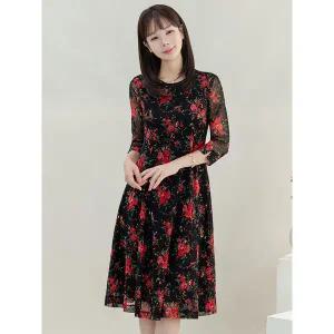[디얼마미] 라베나 플레어 원피스 /마담 미시 중년 여성 빅사이즈 40대 50대