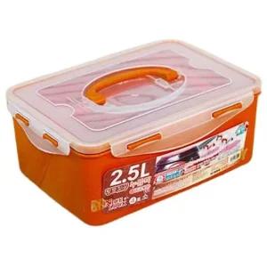 황토 누름락 김치통 2.5L 진공 한손핸들 장아찌 보관 사각밀폐용기 황토밀폐용기 누름판용기