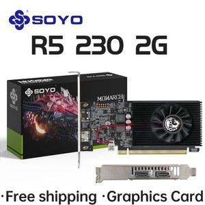 SOYO 그래픽 카드 R5 230 2G DDR3 64bit HDMI * 2 호환성 데스크탑 게임용 컴퓨터 구성 요소 GPU 비디오 R5230