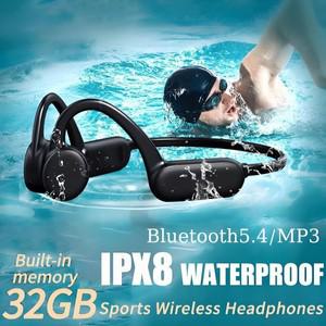 골전도 헤드폰 IPX8 방수 MP3 32GB 블루투스5.4 무선 마이크 포함 수영 스포츠 피트니스용