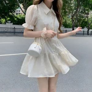 [트렌드스토어]데일리 러블리 데이트룩 청순 퍼프소매 미니원피스_P367894781