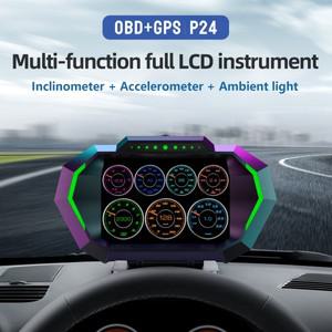 헤드업 디스플레이OBD 스마트 디지털 게이지 속도계 P24 HUD 자동차 헤드 업 디스플레이 + GPS 시스템 경사