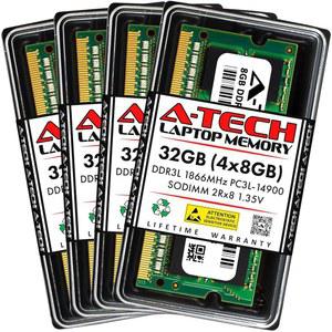Tech 32GB 키트 4x8GB DDR3 DDR3L 1866MHz PC3L 14900 PC3 14900 CL13 SODIMM 2Rx8 35V 비ECC SO DIMM 204핀 노트북 RAM 메모리 업그레이드 모듈