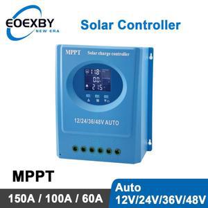 EOEXBY MPPT 태양열 충전 컨트롤러 150A 60A 12V-48V 자동 LCD 및 휴대폰 납산/리튬 배터리 용 듀얼 USB
