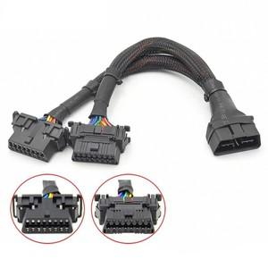 PVC OBD2 1 IN 2 연장 케이블 남성-듀얼 여성 16핀 어댑터 자동 진단 도구 ELM327 VAG HUD 분배기 컨버터
